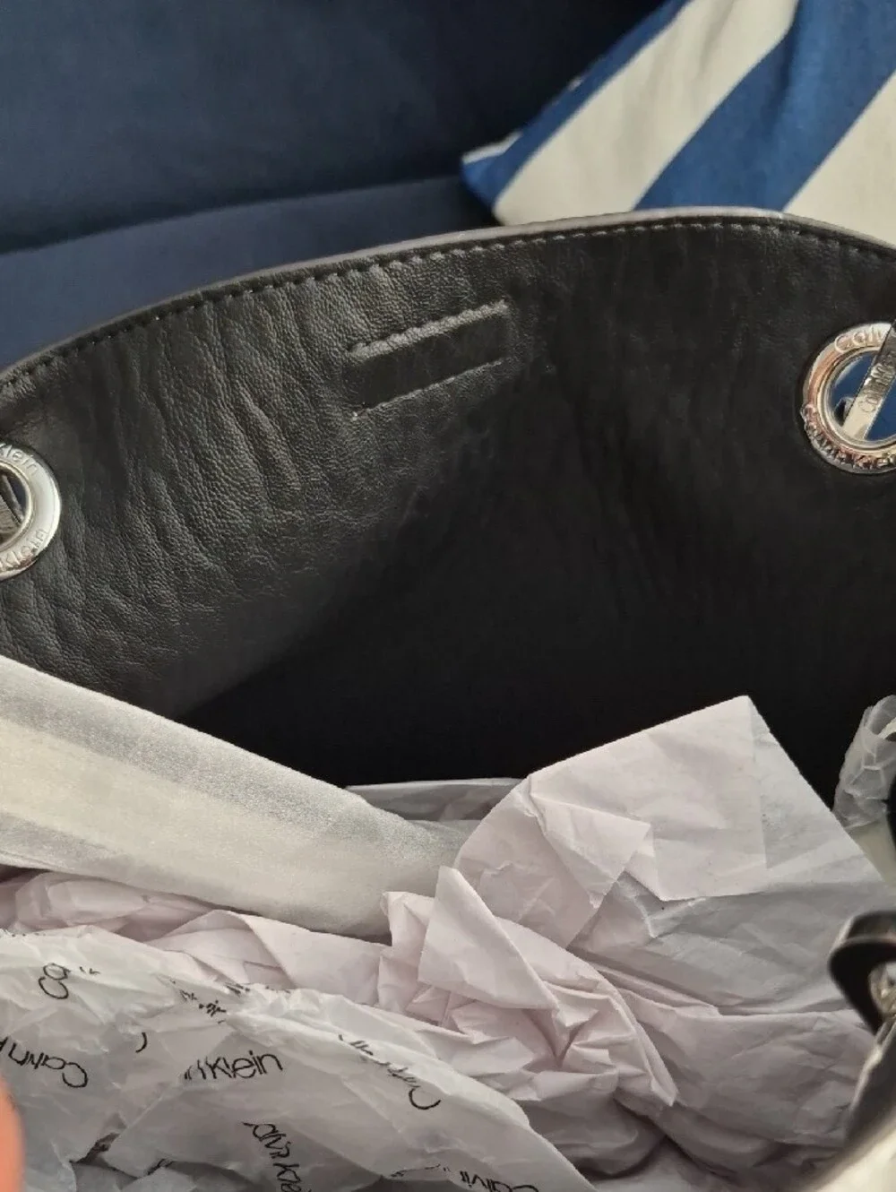 Calvin Klein Cream Tote Bag with Silver Hardware